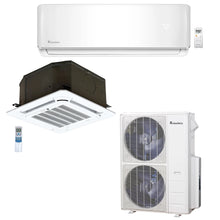 2-Zone Klimaire 21.1 SEER2 Multi Split Ceiling Cassette Wall Mount Air Conditioner Heat Pump System 12+24