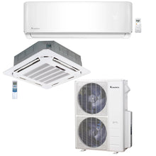 2-Zone Klimaire 21.1 SEER2 Multi Split Wall Mount Ceiling Cassette Air Conditioner Heat Pump System 12+24