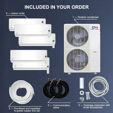 Cooper & Hunter 5 Zone 9000 9000 9000 9000 12000 Ductless Mini Split Air Conditioner Heat Pump System Pre-Charged Inverter Compressor With 5 Installation Kits