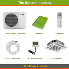COOPER AND HUNTER Dual 2 Zone Ductless Mini Split Ceiling Cassette Air Conditioner Heat Pump 24000 24000 Multi
