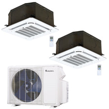2-Zone Klimaire 21 SEER2 Multi Split Ceiling Cassette Air Conditioner Heat Pump System 12+12