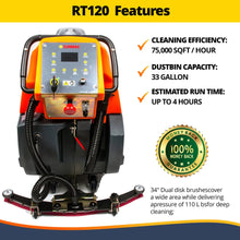 SANITMAX RT120 34" Self-Propelled Floor Scrubber Machine, 33-gal Tank, 75,000 sq ft/h