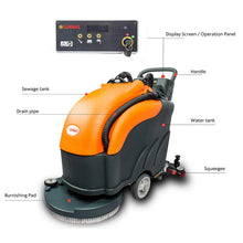 SANITMAX RT50 22" Walk-behind Commercial Floor Scrubber Dryer Machine, 30,000 sqft/h Cleaning Efficiency, 14.5-Gal Sewage Tank