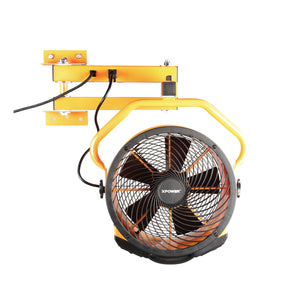 XPOWER FA-300K 1/4 HP 2100 CFM 4 Speed 14" Warehouse, Dock, Trailer Cooling Fan with Built-in 3-Hour Timer and DA-405 20" Wall Mount Arm