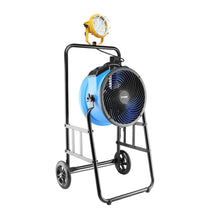 XPOWER FA-300K6 1/4 HP 2100 CFM 4 Speed 14" Warehouse, Dock, Trailer Cooling Fan with Built-in 3-Hour Timer, 300T-Black Mobile Trolley, and L-30 LED Spotlight - Blue