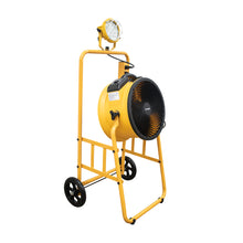 XPOWER FA-300K6 1/4 HP 2100 CFM 4 Speed 14" Warehouse, Dock, Trailer Cooling Fan with Built-in 3-Hour Timer, 300T-Yellow Mobile Trolley, and L-30 LED Spotlight - Yellow