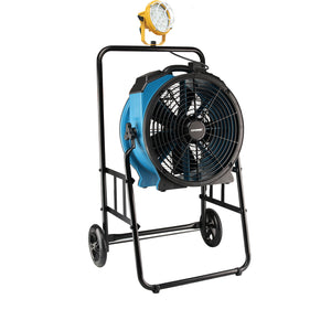 XPOWER FA-420K6 1/3 HP 3600 CFM 5 Speed 18" Warehouse, Dock, Trailer Cooling Fan with Built-in 3-Hour Timer, 420T-Black Mobile Trolley, and L-30 LED Spotlight - Blue