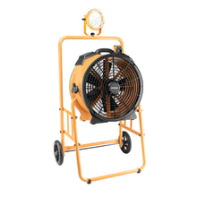 XPOWER FA-420K6 1/3 HP 3600 CFM 5 Speed 18" Warehouse, Dock, Trailer Cooling Fan with Built-in 3-Hour Timer, 420T-Yellow Mobile Trolley, and L-30 LED Spotlight - Yellow