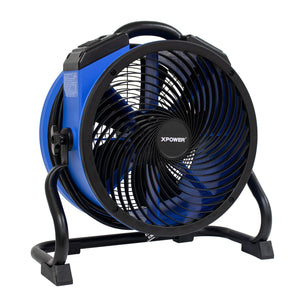 XPOWER X-39AR 1/4 HP 2100 CFM Variable Speed Sealed Motor Industrial Axial Air Mover, Blower, Fan with Built-in Power Outlets - Blue