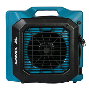 XPOWER PL-700A 1/3 HP 1050 CFM 3 Speed Low Profile Air Mover, Floor Fan, Carpet Dryer with Built-in Power Outlets - Blue