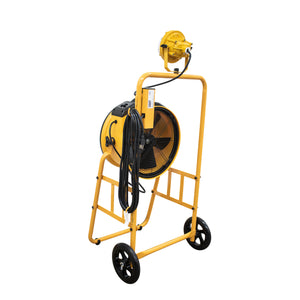 XPOWER FA-300K6 1/4 HP 2100 CFM 4 Speed 14" Warehouse, Dock, Trailer Cooling Fan with Built-in 3-Hour Timer, 300T-Yellow Mobile Trolley, and L-30 LED Spotlight - Yellow