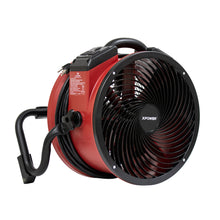 XPOWER X-39AR 1/4 HP 2100 CFM Variable Speed Sealed Motor Industrial Axial Air Mover, Blower, Fan with Built-in Power Outlets - Red