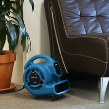 XPOWER P-80A 600 CFM Multi-Purpose Mini Mighty Air Mover, Utility Fan, Dryer, Blower with Built-in Power Outlets - Blue