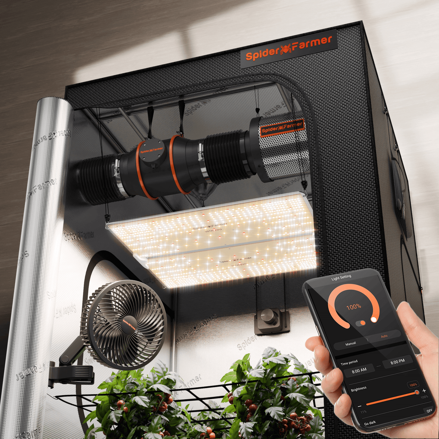 2025 Spider Farmer 4x4X6.5 Complete Grow Tent Kit丨SF4000 301H EVO Full Spectrum LED Grow Light丨6” Clip Fan丨6” Ventilation System with Speed Controller