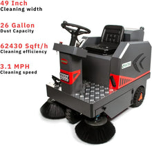 SANITMAX SM1250 49" Ride-on Industrial Floor Sweeper, 26 Gal Dustbin, 69000 Sqft/h Efficiency