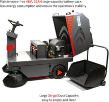SANITMAX SM1250+ 49" Ride-on Industrial Floor Sweeper, 69000 Sqft/h, 3.5 hr Fast Charging Lithium Battery