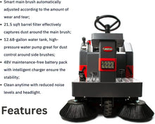SANITMAX SM1250+ 49" Ride-on Industrial Floor Sweeper, 69000 Sqft/h, 3.5 hr Fast Charging Lithium Battery