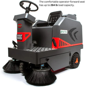 SANITMAX SM1250+ 49" Ride-on Industrial Floor Sweeper, 69000 Sqft/h, 3.5 hr Fast Charging Lithium Battery