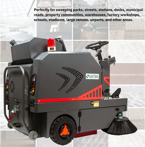 SANITMAX SM1250+ 49" Ride-on Industrial Floor Sweeper, 69000 Sqft/h, 3.5 hr Fast Charging Lithium Battery