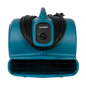 XPOWER P-600A 1/3 HP 2600 CFM 3 Speed Air Mover, Carpet Dryer, Floor Fan, Blower with Built-in GFCI Power Outlets