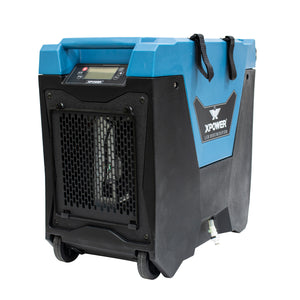 XPOWER XD-85L2 145-Pint LGR Commercial Dehumidifier with Automatic Purge Pump, Drainage Hose, Handle and Wheels for Water Damage Restoration, Clean-up Flood, Basement, Mold, Mildew - Blue