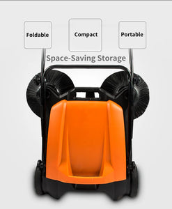 SANITMAX SM650 27.5" Manual Push Powered Floor Sweeper, Triple Brushes, Indoor and Outdoor