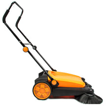 SANITMAX SM650 27.5" Manual Push Powered Floor Sweeper, Triple Brushes, Indoor and Outdoor