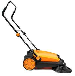 SANITMAX SM650 27.5" Manual Push Powered Floor Sweeper, Triple Brushes, Indoor and Outdoor