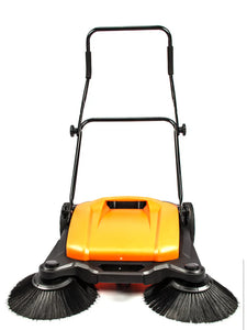 SANITMAX SM650 27.5" Manual Push Powered Floor Sweeper, Triple Brushes, Indoor and Outdoor