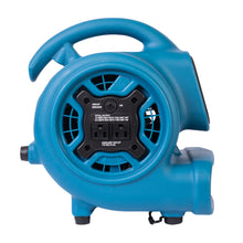 XPOWER P-230AT 1/4 HP 925 CFM Multi-Purpose Mini Mighty Air Mover, Utility Fan, Dryer, Blower with Built-in Power Outlets and Timer - Blue