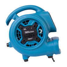 XPOWER P-230AT 1/4 HP 925 CFM Multi-Purpose Mini Mighty Air Mover, Utility Fan, Dryer, Blower with Built-in Power Outlets and Timer - Blue