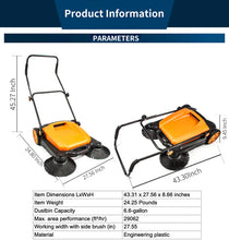 SANITMAX SM650 27.5" Manual Push Powered Floor Sweeper, Triple Brushes, Indoor and Outdoor