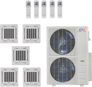 COOPER AND HUNTER Five 5 Zone Ductless Mini Split Air Conditioner Ceiling Cassette Heat Pump 9k 9k 12k 12k 12k