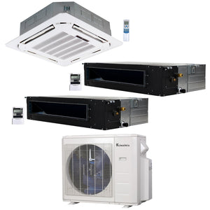 3-Zone Klimaire 21.9 SEER2 Multi Split Ceiling Cassette Ducted Recessed Air Conditoner Heat Pump System 12+12+24
