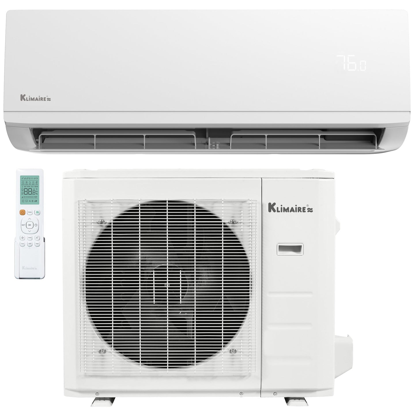 24,000 BTU Klimaire 21.5 SEER Hyper-Heat Ductless Mini-Split Inverter Air Conditioner Heat Pump WiFi Ready System (230 Volt)