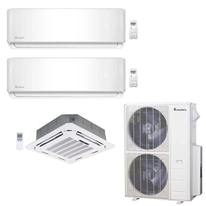 3-Zone Klimaire 23.9 SEER2 Multi Split Wall Mount Ceiling Cassette Air Conditioner Heat Pump System 18+18+24