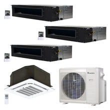 4-Zone Klimaire 21.9 SEER2 Multi Split Ducted Recessed Ceiling Cassette Air Conditioner Heat Pump System 12+12+12+12