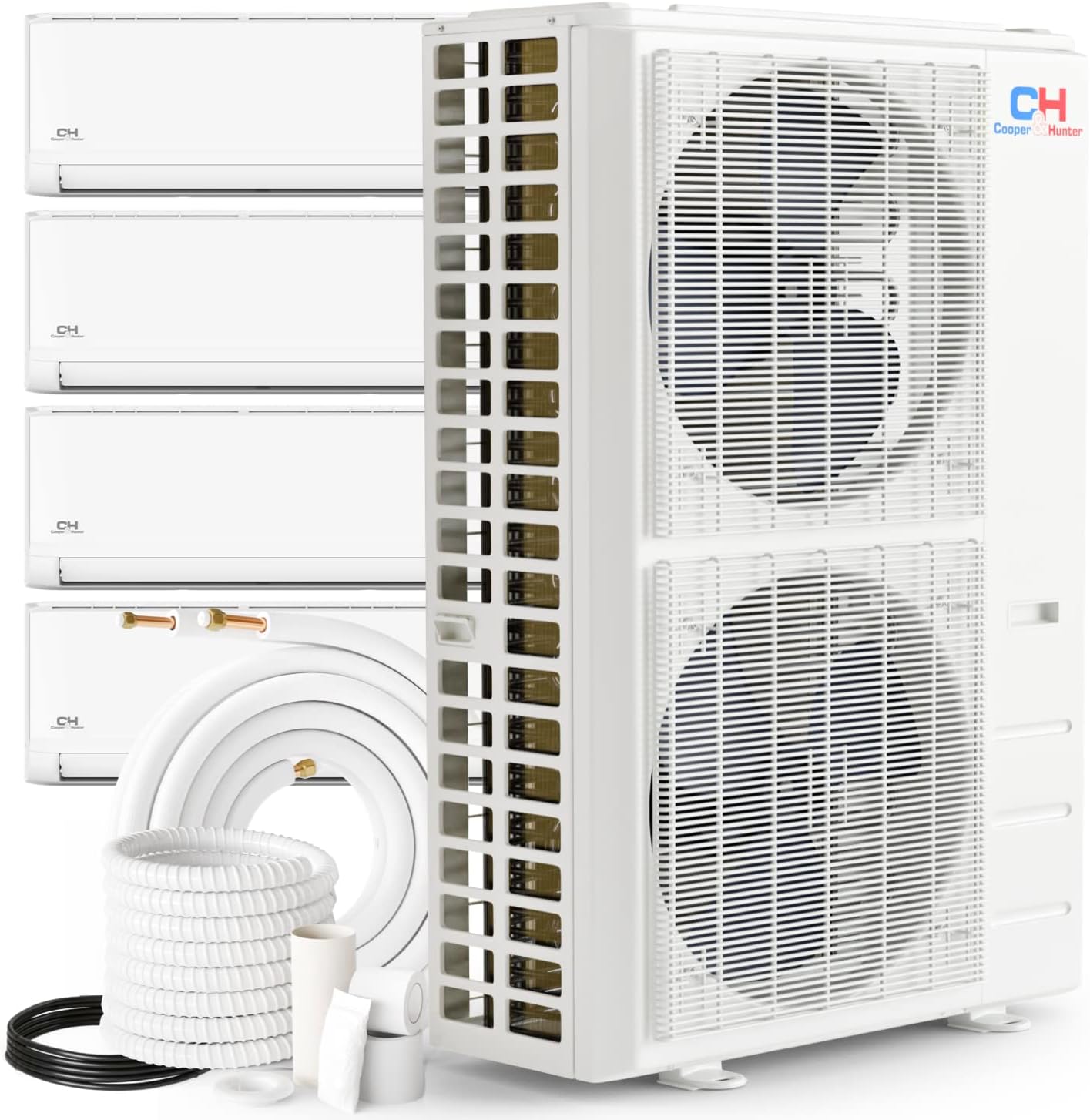 Cooper & Hunter OLIVIA Series 55,000 BTU 20.5 SEER (4) Four Zone 6000 6000 6000 36000 BTU Multi Zone Ductless Mini Split Air Conditioner and Heater Full Set with 25ft Installation Kits