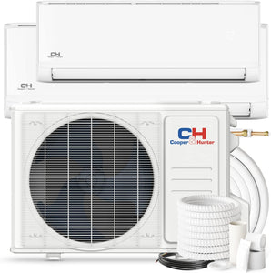 Cooper & Hunter OLIVIA Series Dual Zone 6,000 + 18,000 BTU 24.6 SEER2 Wall Mount Ductless Mini Split A/C and Heater with 16ft Installation Kits