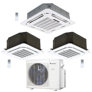 3-Zone Klimaire 23.9 SEER2 Multi Split Ceiling Cassette Air Conditoner Heat Pump System 12+12+24