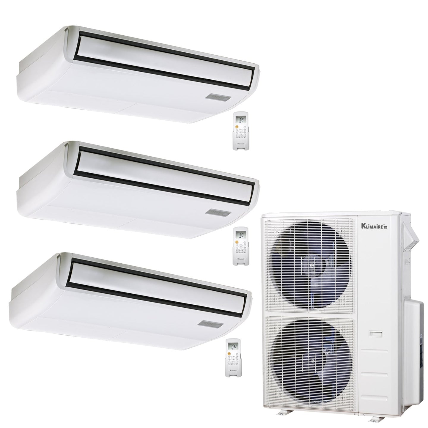3-Zone Klimaire 23.9 SEER2 Multi Split Floor-Ceiling Air Conditioner Heat Pump System 18+18+24
