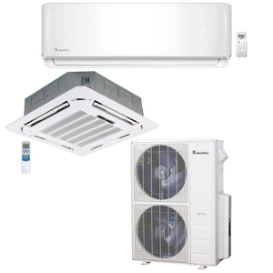 2-Zone Klimaire 21.1 SEER2 Multi Split Wall Mount Ceiling Cassette Air Conditioner Heat Pump System 18+24