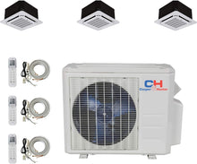 Tri 3 Zone Ductless Mini Split Ceiling Cassette Air Conditioner Heat Pump 9000 9000 12000