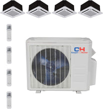 COOPER AND HUNTER Quad 4 Zone Ductless Mini Split Air Conditioner Ceiling Cassette Heat Pump 9000 9000 9000 12000