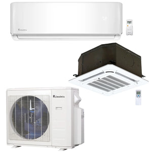 2-Zone Klimaire 23.5 SEER2 Multi Split Wall Mount Ceiling Cassette Air Conditioner Heat Pump System 18+12