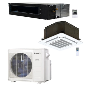 2-Zone Klimaire 22.2 SEER2 Multi Split Ducted Ceiling Cassette Air Conditioner Heat Pump System 18+18
