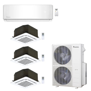 4-Zone Klimaire 23.9 SEER2 Multi Split Ceiling Cassette Wall Mount Air Conditioner Heat Pump System 12+12+12+18