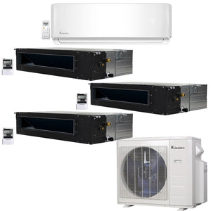4-Zone Klimaire 21.9 SEER2 Multi Split Ducted Recessed Wall Mount Air Conditioner Heat Pump System 12+12+12+12
