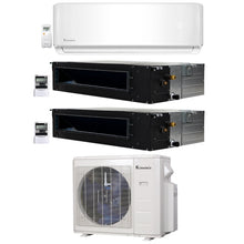 3-Zone Klimaire 21.9 SEER2 Multi Split Wall Mount Ducted Recessed Air Conditoner Heat Pump System 12+12+24