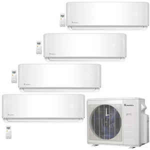 4-Zone Klimaire 23.9 SEER2 Multi Split Wall Mount Air Conditioner Heat Pump System 12+12+12+12